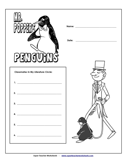 Literature Circles - Lit. Circles: Cover Page (Printable PDF Worksheet)