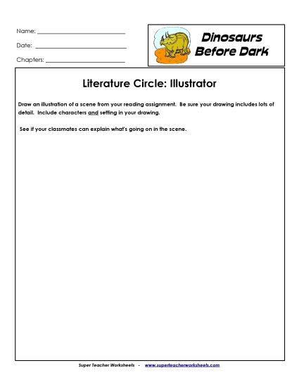 Dinos Before Dark Literature Circles - Lit. Circles: Illustrator (Printable PDF Worksheet)