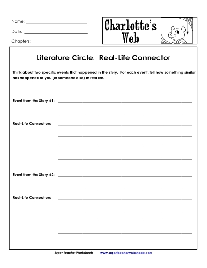 Literature Circles - Lit. Circles: Real Life Connector (Printable PDF Worksheet)