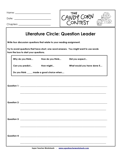 Literature Circles - Literature Circles: Question Leader (Printable PDF Worksheet)