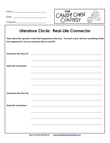 Literature Circles - Literature Circles: Real-Life Connector (Printable PDF Worksheet)