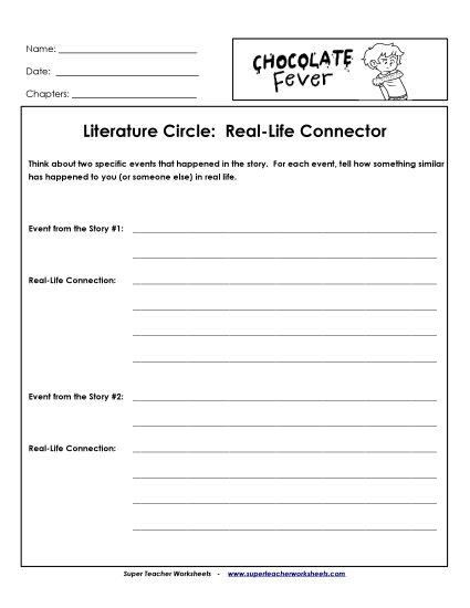Literature Circles - Literature Circles: Real-Life Connector (Printable PDF Worksheet)