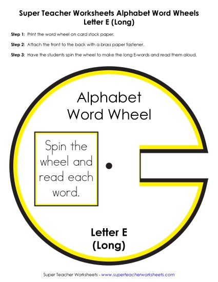 Vowel Word Wheels - Long E -&nbsp; Word Wheel (Printable PDF Worksheet)