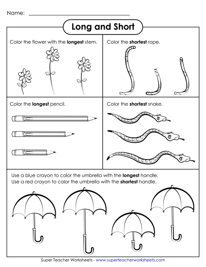 Longer and Shorter - Longer and Shorter (Printable PDF Worksheet)