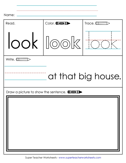 Individual Sight Words - Look (Sight Word) (Printable PDF Worksheet)