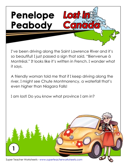 Lost in Canada #1: Quebec (Printable PDF Worksheet)