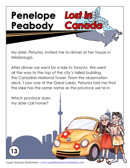 Lost in Canada #13: Ontario (Printable PDF Worksheet)