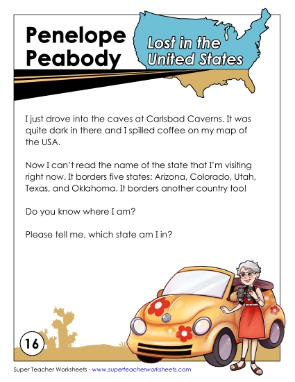 Lost in USA #16:&nbsp; New Mexico (Printable PDF Worksheet)