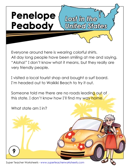 Lost in USA #9:&nbsp; Hawaii (Printable PDF Worksheet)