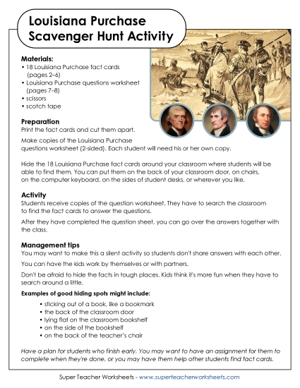 Scavenger Hunt - Louisiana Purchase Scavenger Hunt (Printable PDF Worksheet)