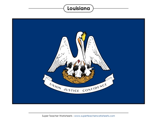 Flags & Seals - Louisiana State Flag (Full-Color Version) (Printable PDF Worksheet)