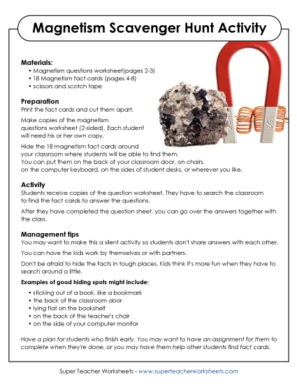 Magnetism Scavenger Hunt (Printable PDF Worksheet)