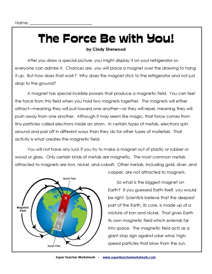 Magnetism Reading Passages - Magnets Article (Printable PDF Worksheet)