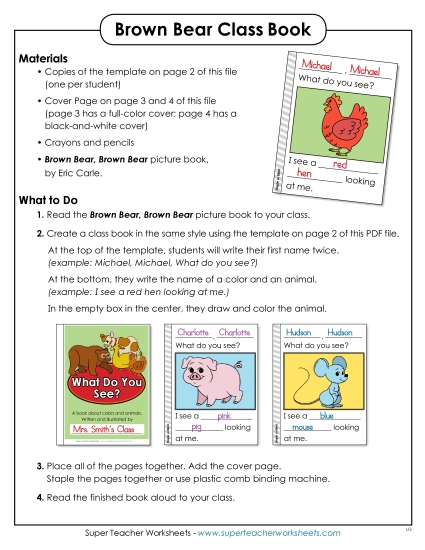 Class Projects - Make a Class Book (Printable PDF Worksheet)
