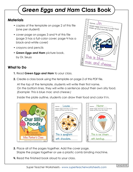 Class Projects - Make a Class Book (Printable PDF Worksheet)