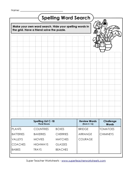 Worksheets - Make-a-Search (C-18) (Printable PDF Worksheet)