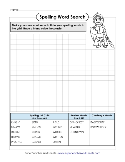 Worksheets - Make-a-Search (C-24) (Printable PDF Worksheet)