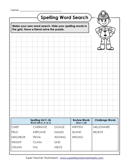 Worksheets - Make-a-Search (C-26) (Printable PDF Worksheet)