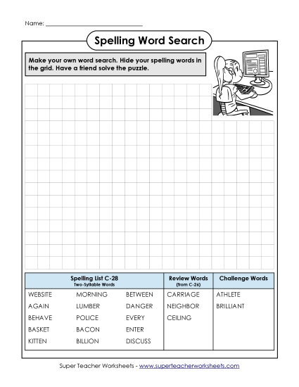 Worksheets - Make-a-Search (C-28) (Printable PDF Worksheet)