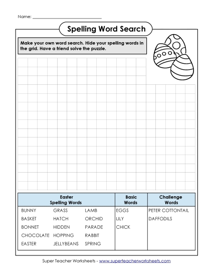 Worksheets - Make-a-Search (C-Easter)  (Printable PDF Worksheet)