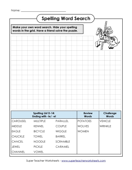 Worksheets - Make-a-Search (D-14) (Printable PDF Worksheet)
