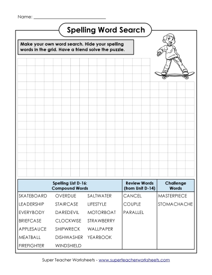 Worksheets - Make-a-Search (D-16) (Printable PDF Worksheet)
