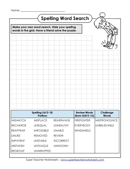 Worksheets - Make-a-Search (D-18) (Printable PDF Worksheet)