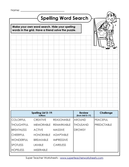 Worksheets - Make-a-Search (D-19) (Printable PDF Worksheet)