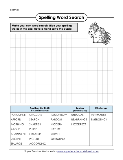 Worksheets - Make-a-Search (D-20) (Printable PDF Worksheet)