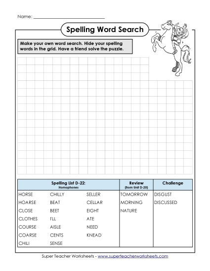 Worksheets - Make-a-Search (D-22) (Printable PDF Worksheet)
