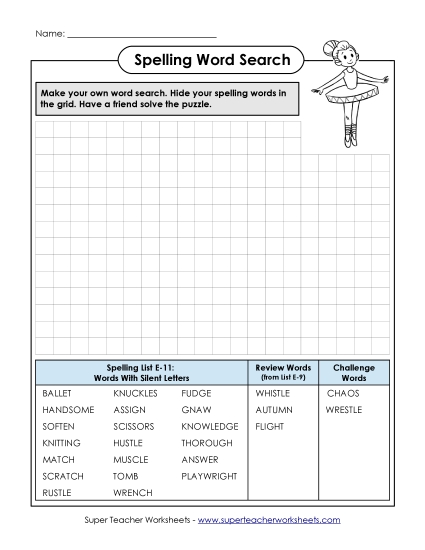 Printable Worksheets - Make-a-Search (E-11) (Printable PDF Worksheet)