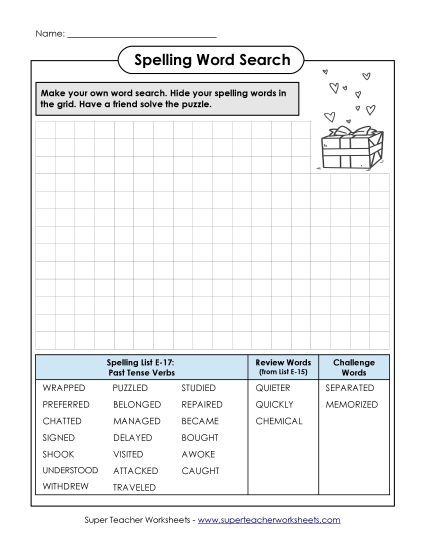 Printable Worksheets - Make-a-Search (E-17) (Printable PDF Worksheet)