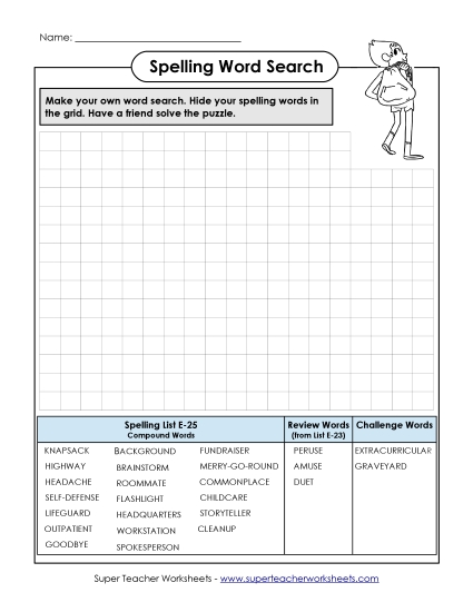 Printable Worksheets - Make-a-Search (E-25) (Printable PDF Worksheet)