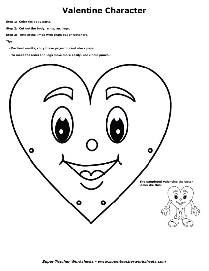 Characters - Make a Valentine Guy (Printable PDF Worksheet)
