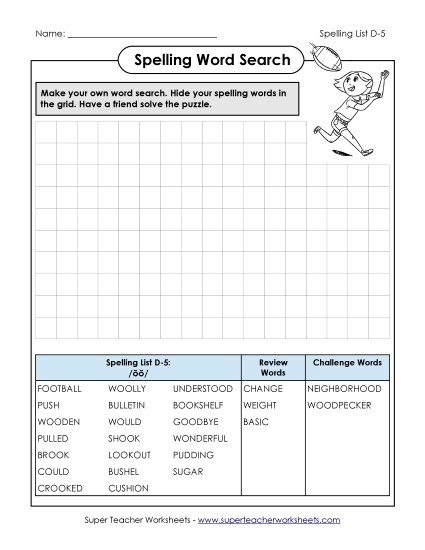 Worksheets - Make a Word Search (D-5) (Printable PDF Worksheet)