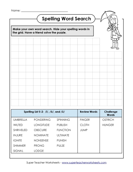 Worksheets and Puzzles - Make a Word Search (E-2) (Printable PDF Worksheet)
