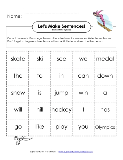 Early Literacy - Make Sentences: Word Cards (Printable PDF Worksheet)