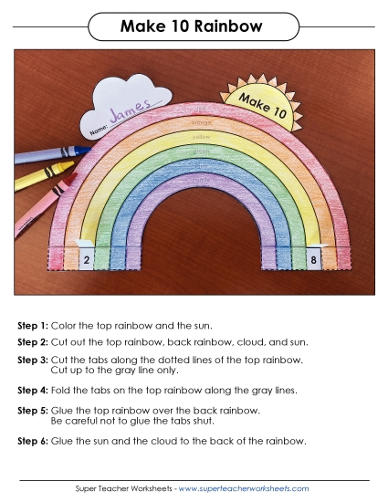 Craft - Making 10 Rainbow Craft (Printable PDF Worksheet)