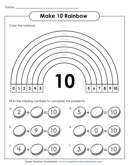 Worksheets - Making 10: Rainbow Worksheet (Printable PDF Worksheet)