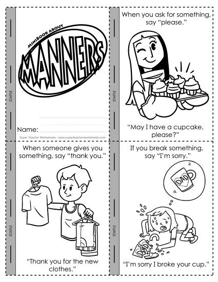 Themed Mini-Books - Manners (Printable PDF Worksheet)
