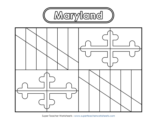 Flags & Seals - Maryland Flag Coloring Page (Printable PDF Worksheet)