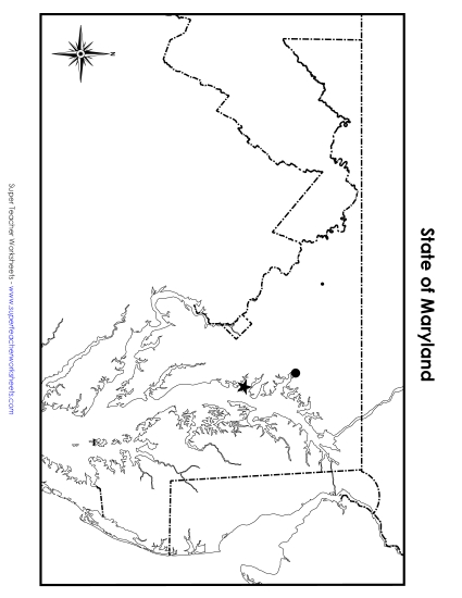 Maps - Maryland Map (Blank Cities) (Printable PDF Worksheet)