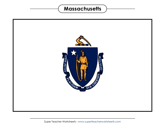 Flags & Seals - Massachusetts State Flag (Full-Color Version) (Printable PDF Worksheet)
