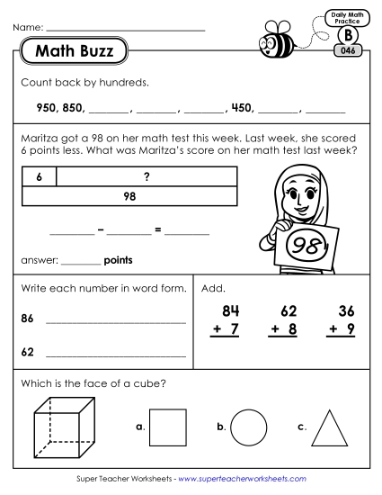 Math Buzz: Week 10 Worksheets 46 through 50 (Printable PDF Worksheet)