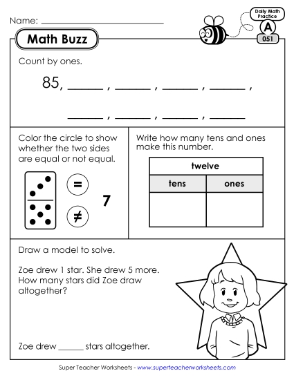 Math Buzz: Week 11 Worksheets 51 through 55 (Printable PDF Worksheet)