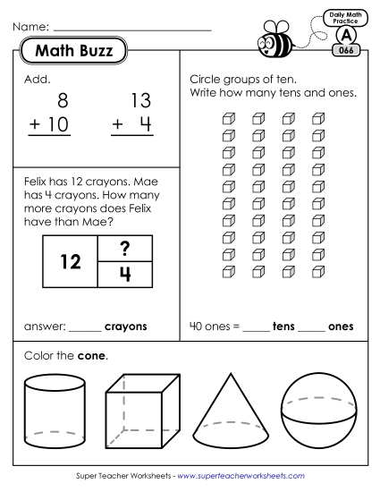 Math Buzz: Week 14 Worksheets 66 through 70 (Printable PDF Worksheet)
