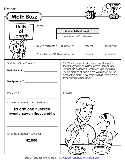 Math Buzz: Week 16 Worksheets 76 through 80 (Printable PDF Worksheet)