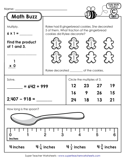 Math Buzz: Week 17 Worksheets 81 through 85 (Printable PDF Worksheet)