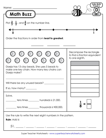 Math Buzz: Week 17 Worksheets 81 through 85 (Printable PDF Worksheet)