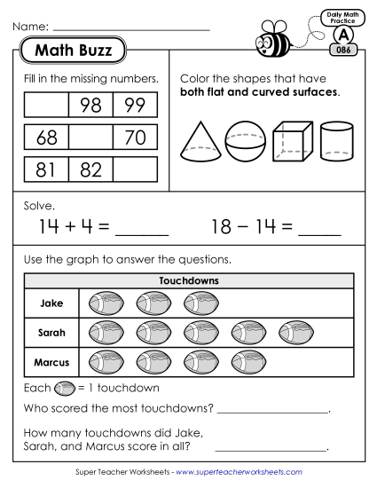 Math Buzz: Week 18 Worksheets 86 through 90 (Printable PDF Worksheet)